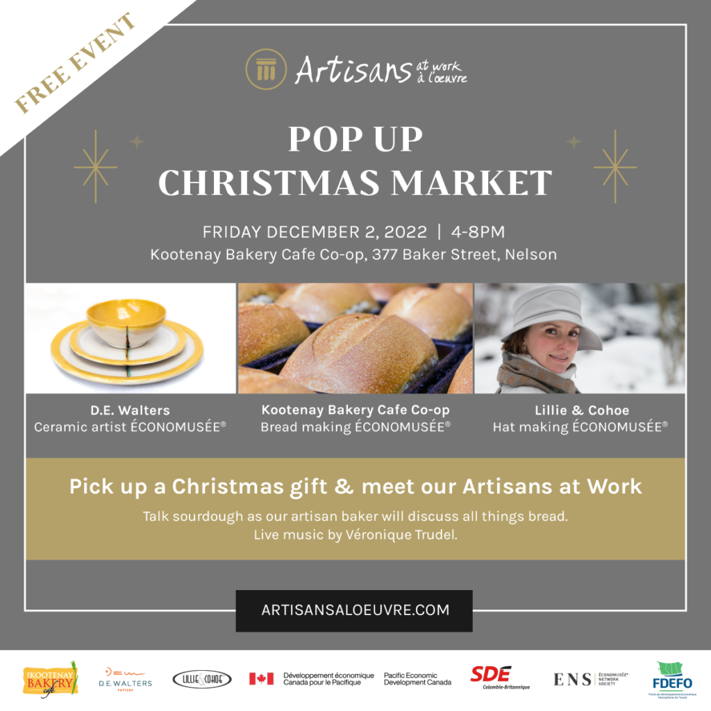 Artisans at Work Pop up Christmas Market West Kootenay Regional Arts Council